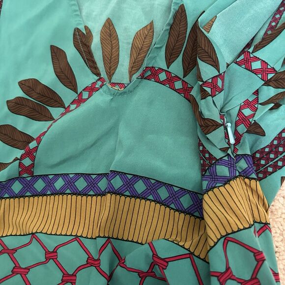 Mara Hoffman Teal Multicolor Silk Stripe Mini Dress Women's Size XS Boho Indie - Picture 5 of 8